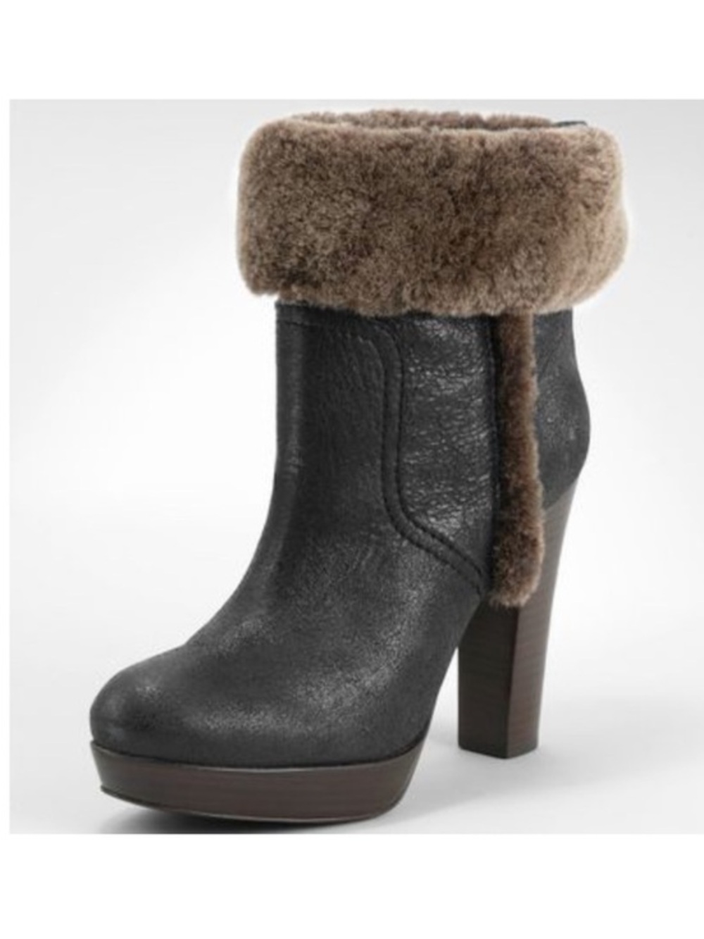 Tory Burch Sebastian Shearling Trim Ankle Boots Size 7
